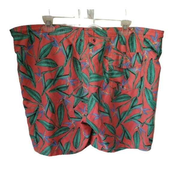 Charleston Threads ~Men's Size XL Coral Hawaiian Floral Swim Shorts. - Picture 3 of 4